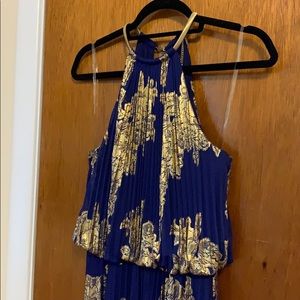 MSK Metalic Gold Maxi Dress